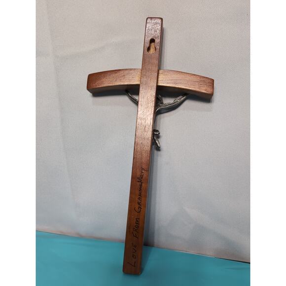 Vintage Wooden 12"x6.5" Wall Cross Crucifix Holy Religious Jesus Christ - Picture 3 of 4